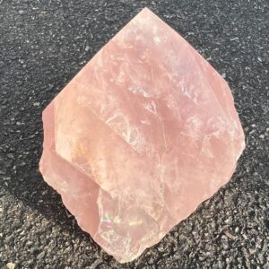 Top Polished Rose Quartz Point With Rainbows, Large Pink Crystal Display Piece, Rough Sides, Home Decor, Birthday , Love, Wife