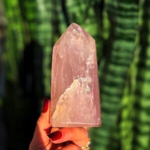 Rose Quartz Tower – Love Crystal with Rainbow Shimmers