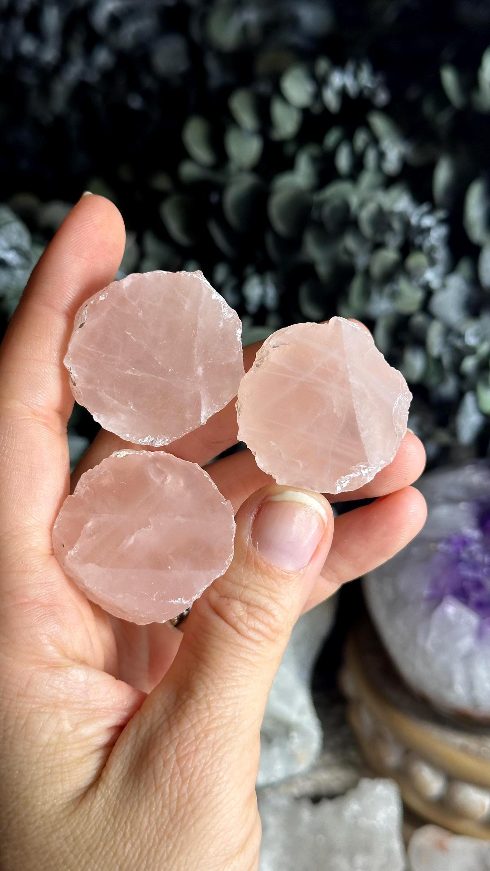 Raw Rose Quartz Chunk: Half Polished Chakra Stone Raw Rose Quartz Chunk: Half Polished Chakra Stone