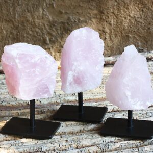 Rose Quartz Cluster on Metal Stand – Home Decor Accent Rose Quartz Cluster on Metal Stand – Home Decor Accent
