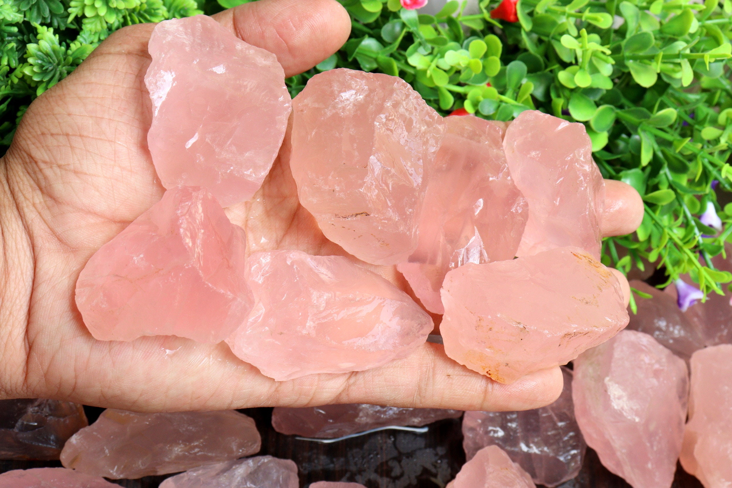 Raw Rose Quartz Crystal Chunks: Natural Pink Specimens Raw Rose Quartz Crystal Chunks: Natural Pink Specimens