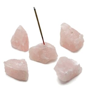 Rose Quartz Crystal Incense Holder -Rough Crystal Stone Incense Stick Holder -Raw Stone Incense Holder - Healing Stone - RS1025 Rose Quartz Crystal Incense Holder -Rough Crystal Stone Incense Stick Holder -Raw Stone Incense Holder - Healing Stone - RS1025