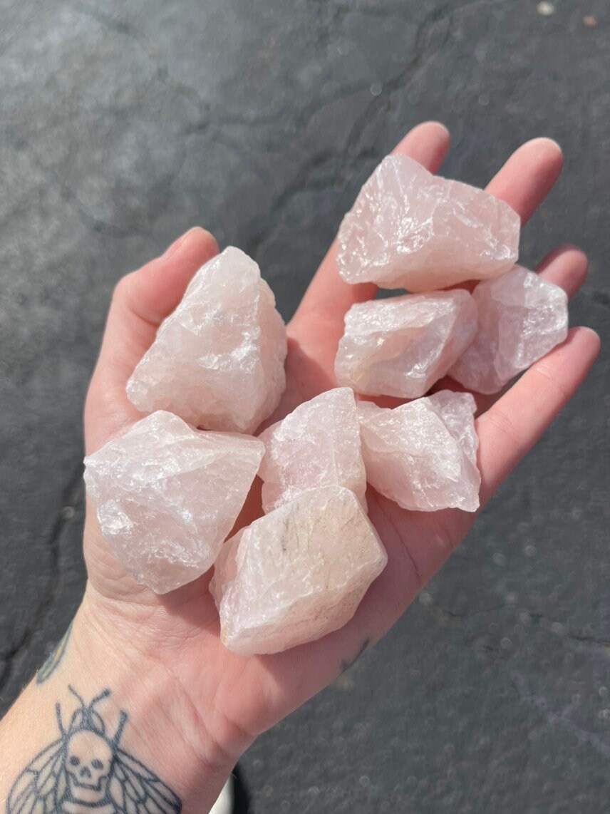 Raw Rose Quartz Crystal Pieces: Genuine Rough Gemstone, January Birthstone (2-5 Inch) Roseq001