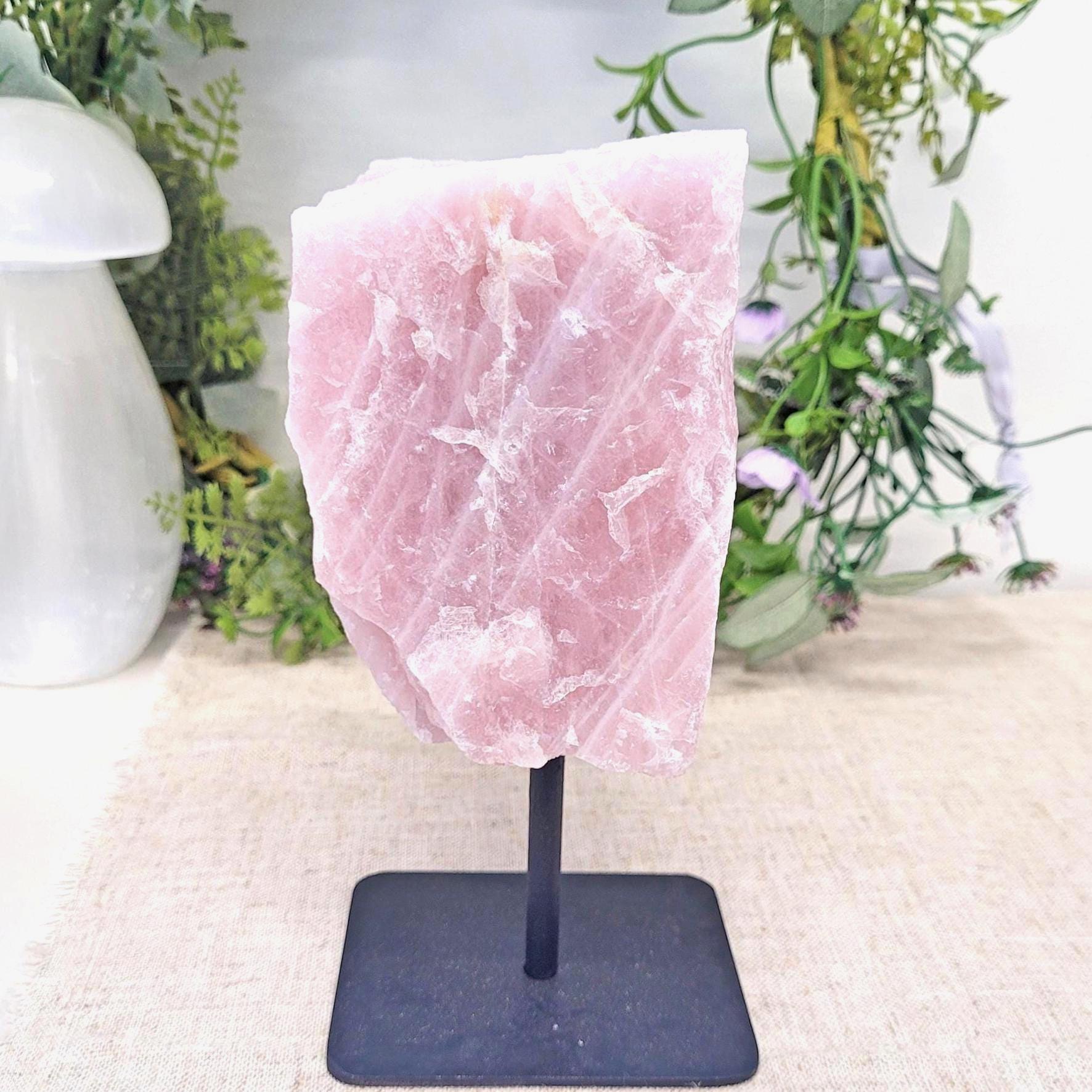 Rose Quartz Crystal Specimen On Stand • Ethically Sourced