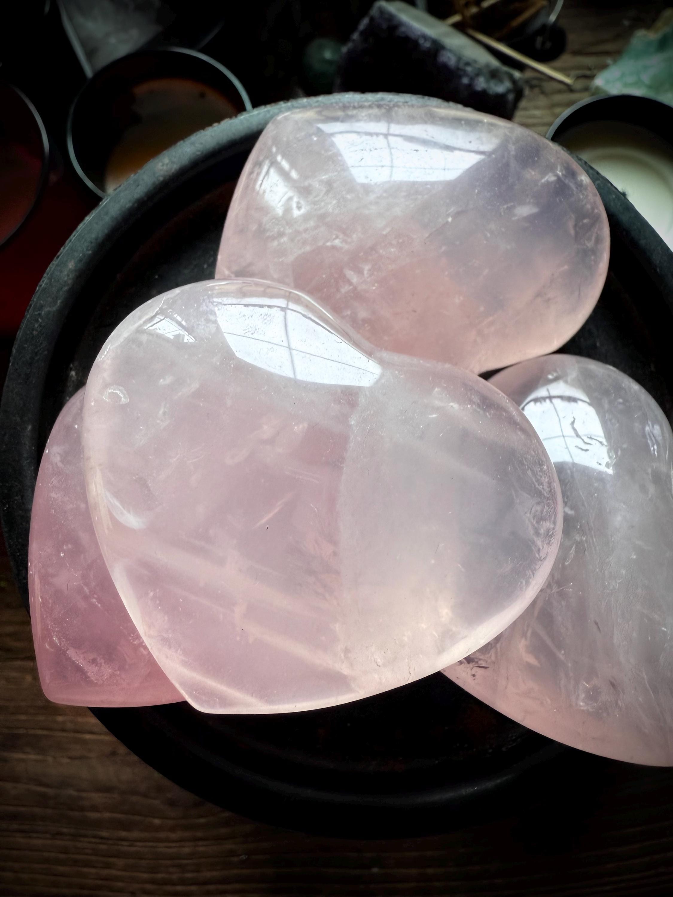 Rose Quartz Heart, Display Stone, Raw Crystal Stone, Paper Weight, Gift