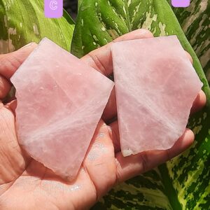 Natural Rose Quartz Rough Gemstone: Raw Pink Crystal Slices Natural Rose Quartz Rough Gemstone: Raw Pink Crystal Slices