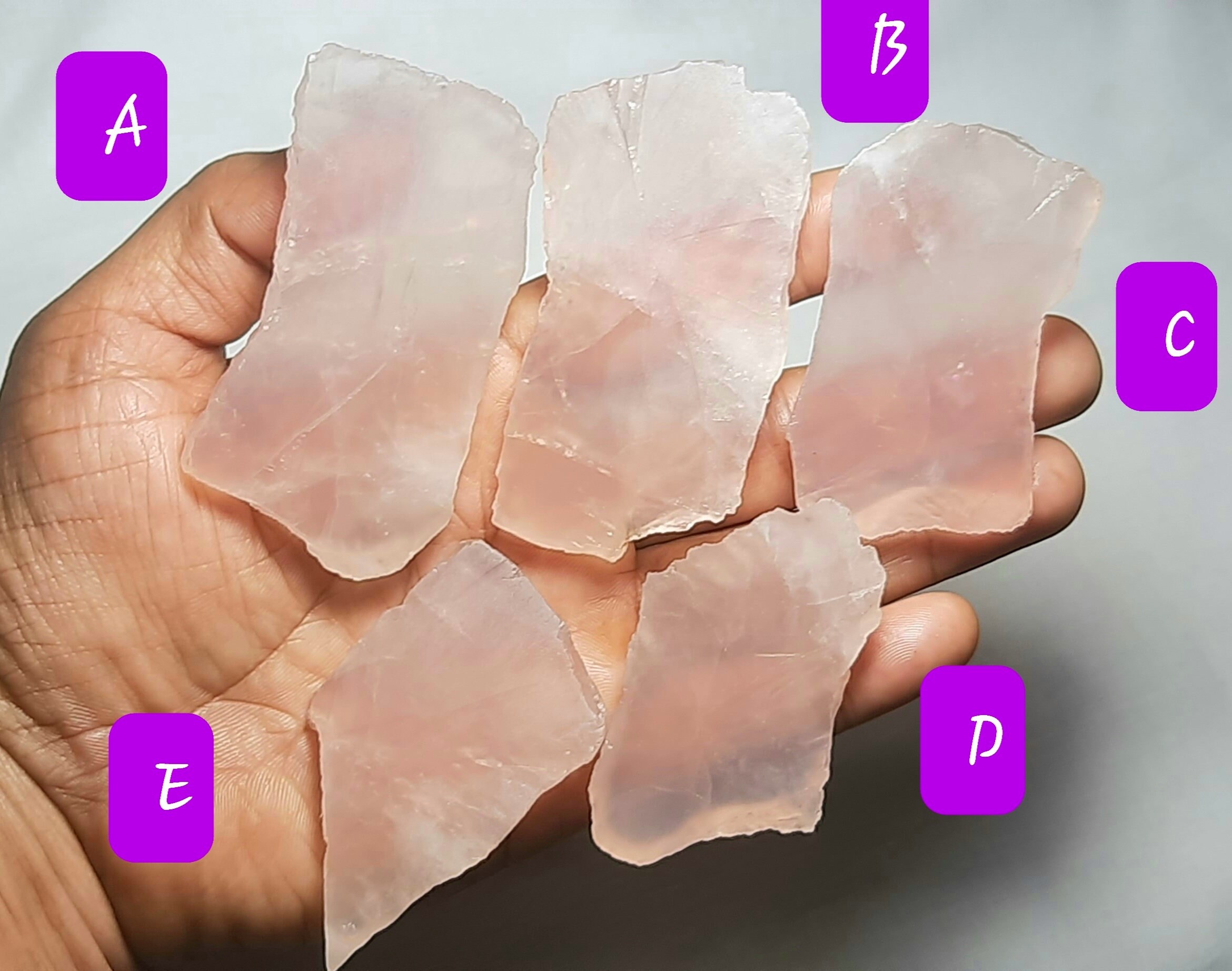 Natural Rose Quartz Rough Gemstone: Raw Crystal Slices For Jewelry