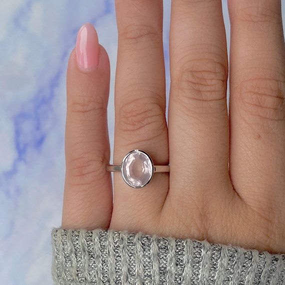 Rose Quartz Ring, 925 Sterling Silver, Pear Stone, Split Band, Women Ring, Party Wear Ring, Statement Ring, Bohemian Ring, Gift Silver Ring