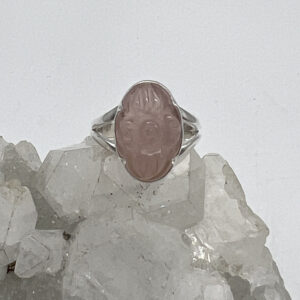 Carved Rose Quartz Ring, Size 6 1/2