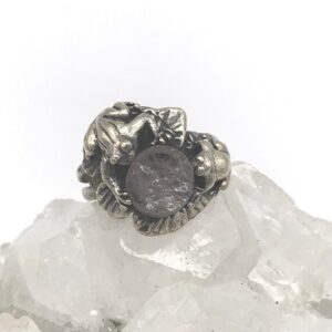 Frog Rough Rose Quartz Ring, Size 6 1/2