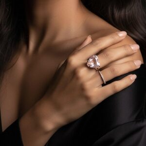 Rose Quartz Heart Cut Ring · Pink Gemstone Cocktail Ring · Self Love Gold Filled Ring · Prong Set 14k Gold Statement Ring