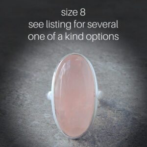 Rose Quartz Rings Sterling Silver • Natural Raw Rose Quartz Stone Rings • Gift For Her • Rough Gemstone Rings • Stone of Love • Gift for Her