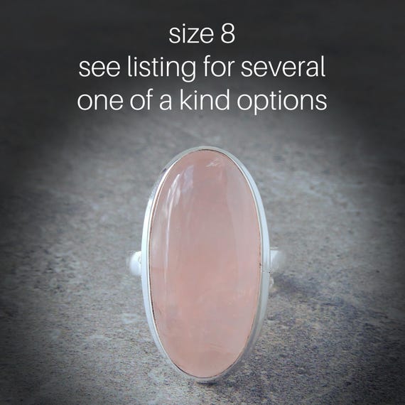 Rose Quartz Rings Sterling Silver • Natural Raw Rose Quartz Stone Rings • Gift For Her • Rough Gemstone Rings • Stone Of Love • Gift For Her