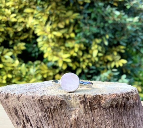 Rose Quartz Silver Ring, Raw Pink Gemstone, Natural Stone Silver, Gift For Daughter