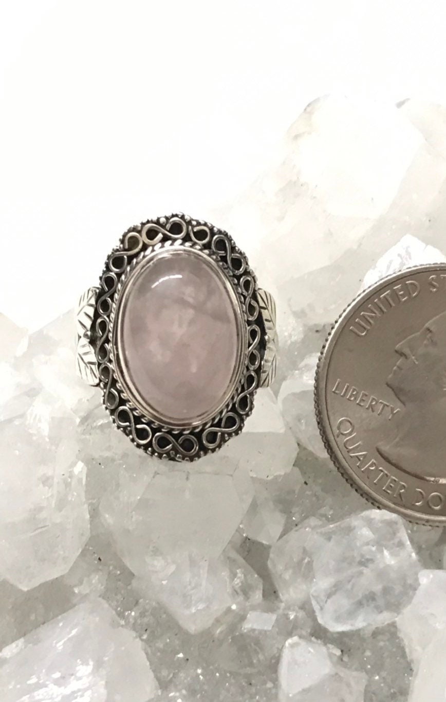 Rose Quartz Ring, Size 6