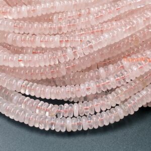 15.5" 2x6mm Rose Quartz Rondelle Spacer Beads For Jewelry Making, Pink Heishi Beads Ktf