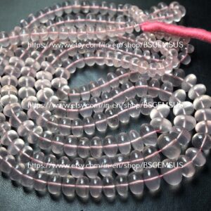 15 Inches Strand, Natural Rose Quartz Smooth Rondelles Beads,Size 6-10mm 15 Inches Strand, Natural Rose Quartz Smooth Rondelles Beads,Size 6-10mm