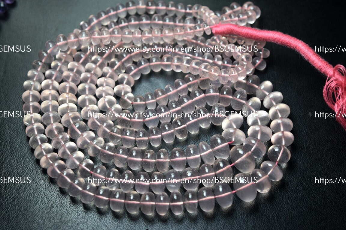 15 Inches Strand, Natural Rose Quartz Smooth Rondelles Beads,size 6-10mm