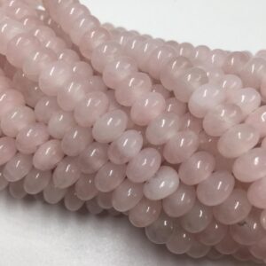 2.0mm Hole Rose Quartz Smooth Rondelle Beads Size 5x8mm 6x10mm 8" Strand