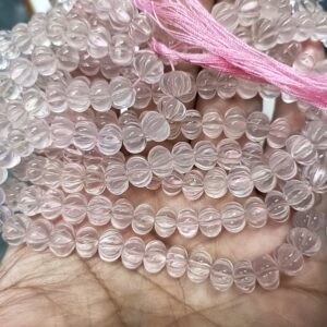 7 Inches Strand,Natural Rose Quartz Smooth Melon Shape Rondelles Size 7-8mm 7 Inches Strand,Natural Rose Quartz Smooth Melon Shape Rondelles Size 7-8mm