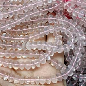 8 Inches Strand, Natural Rose Quartz Smooth Rondelles Shape Beads, Size- 5-5.5mm Approx 8 Inches Strand, Natural Rose Quartz Smooth Rondelles Shape Beads, Size- 5-5.5mm Approx