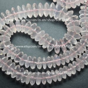 8 Inches Strand,Natural Rose Quartz German Cutting Rondelles Size 8-9mm 8 Inches Strand,Natural Rose Quartz German Cutting Rondelles Size 8-9mm