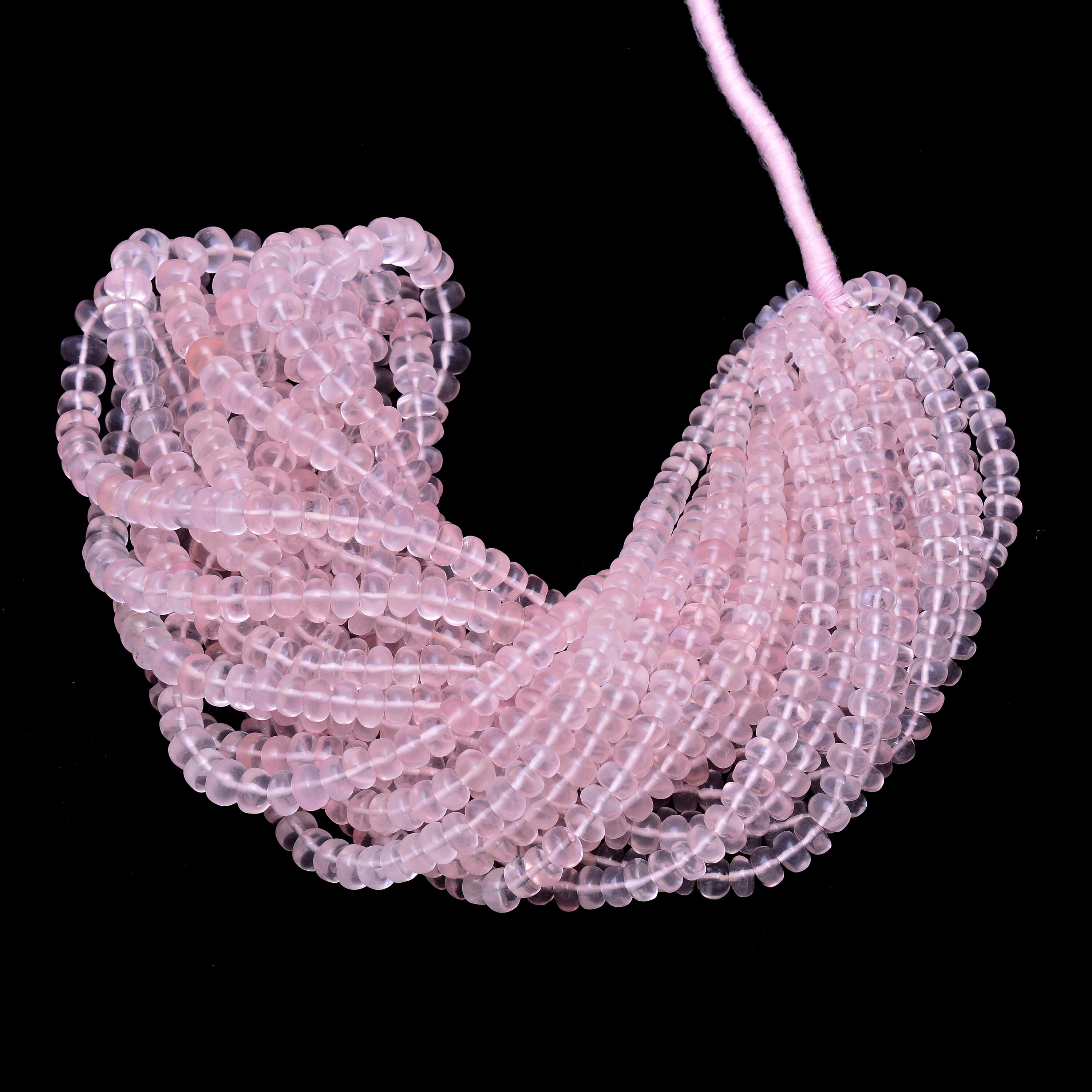 Aaa+ Natural Rose Quartz 5mm-7mm Smooth Rondelle Beads | 17inch Strand | Soft Pink Quartz Semi Precious Gemstone Roundel Beads For Jewelry