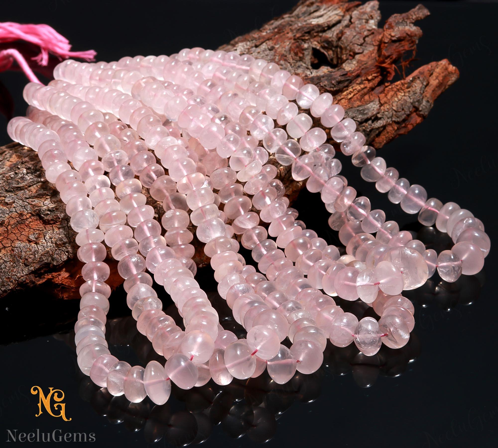 Aaa+ Pink Rose Quartz Smooth Rondelle Beads,9-12 Mm Natural Rose Quartz Indian Cut Beads,16" Loose Gemstone Beads For Handmade Jewelry Aaa+ Pink Rose Quartz Smooth Rondelle Beads,9-12 Mm Natural Rose Quartz Indian Cut Beads,16" Loose Gemstone Beads For Handmade Jewelry