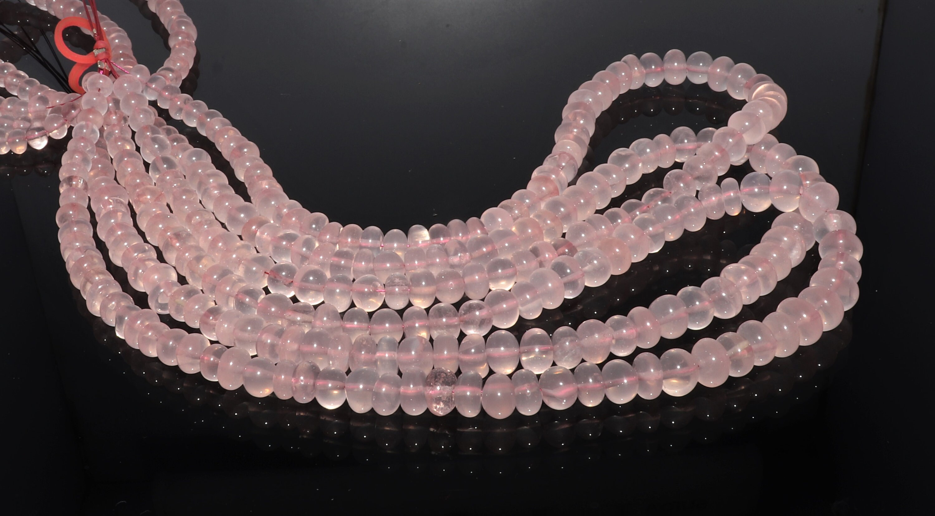Aaa Rose Quartz Smooth Rondelle Shape Beads, Natural Pink Quartz Rondelle Beads, Plain Rose Quartz Jewelry Making Beads Rose Quartz Gemstone
