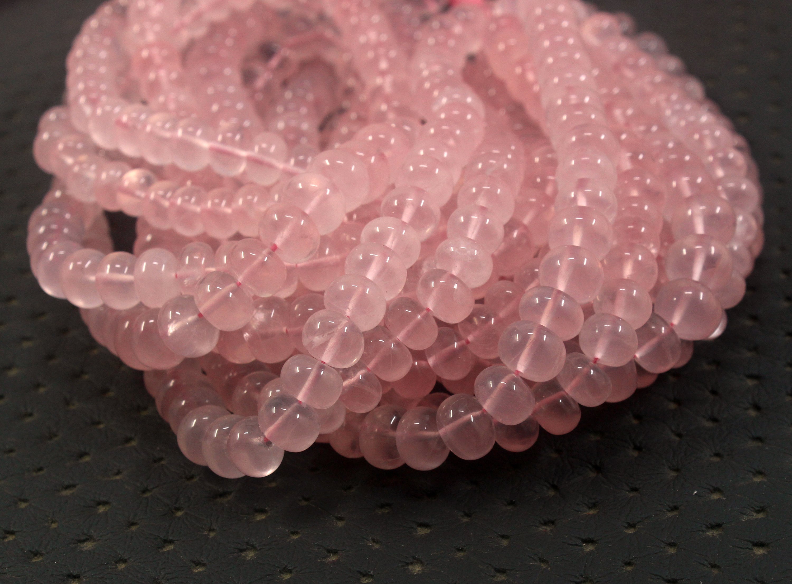 Rose Quartz Rondelle Beads: 7-8mm Smooth Gemstone Strand, 16"