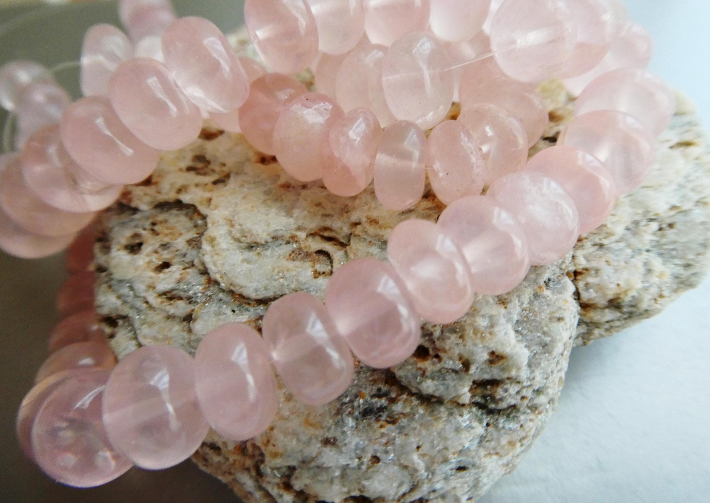 Rose Quartz Rondelle 9mm Beads-8in Strand Gemstone -jewelry Making -craft Natural Pink Beads