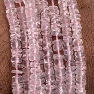 Rose Quartz Heishi Beads: Natural Pink Rondelle, 8 Inch Strand (4 To 6mm) Rose Quartz Heishi Beads: Natural Pink Rondelle, 8 Inch Strand (4 To 6mm)