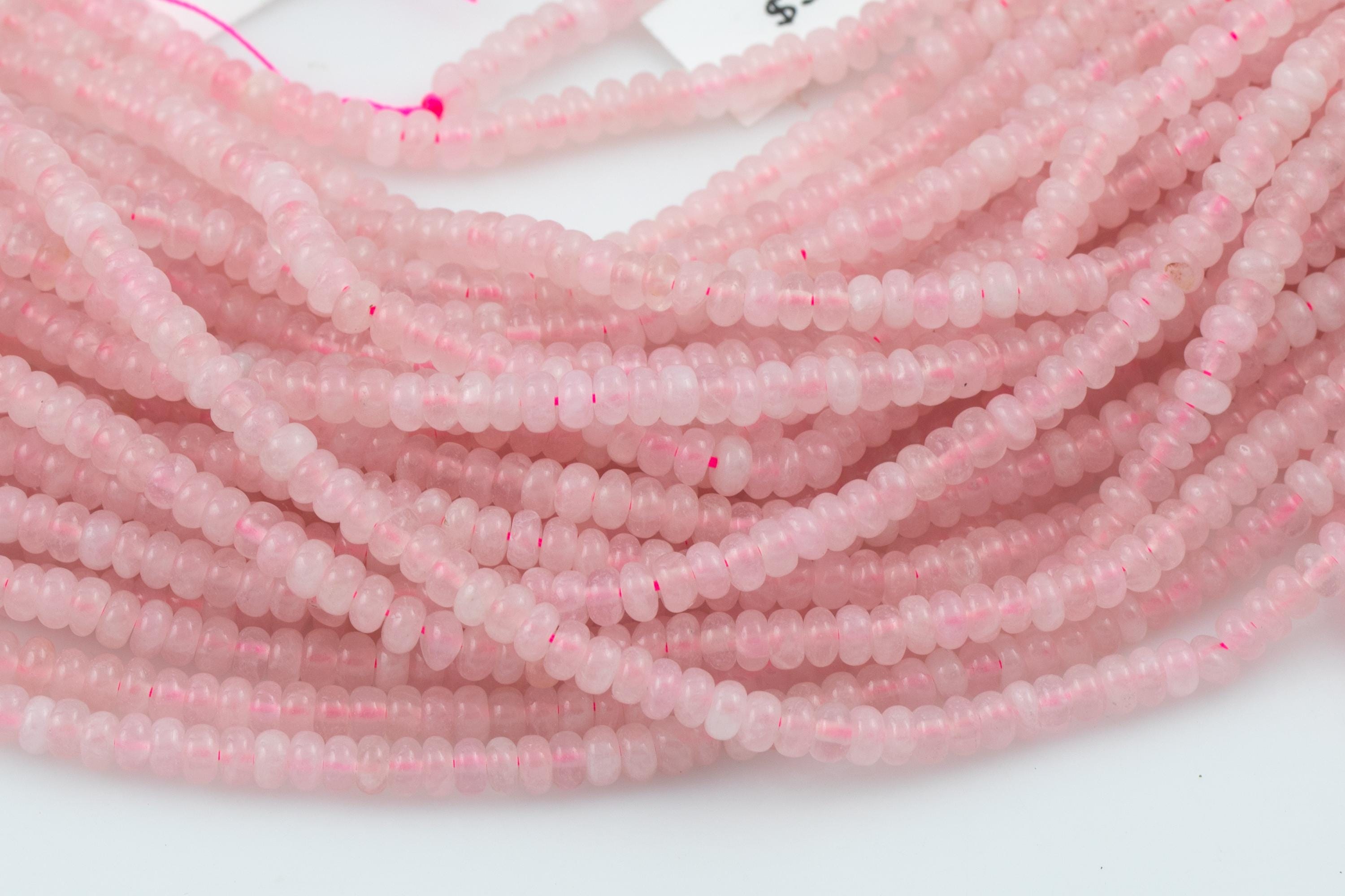 Rose Quartz-  High Quality In Smooth Saucer Roundel, 4mm Flat Rondel 15 Inches Thin Roundel