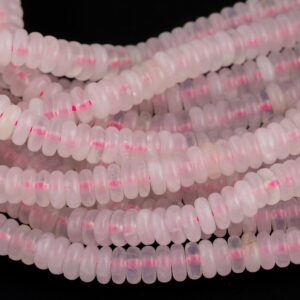 Natural Rose Quartz- High Quality in Smooth Saucer Roundel, 2x6mm Flat Rondel 7.5 Inches Thin Roundel Natural Rose Quartz- High Quality in Smooth Saucer Roundel, 2x6mm Flat Rondel 7.5 Inches Thin Roundel