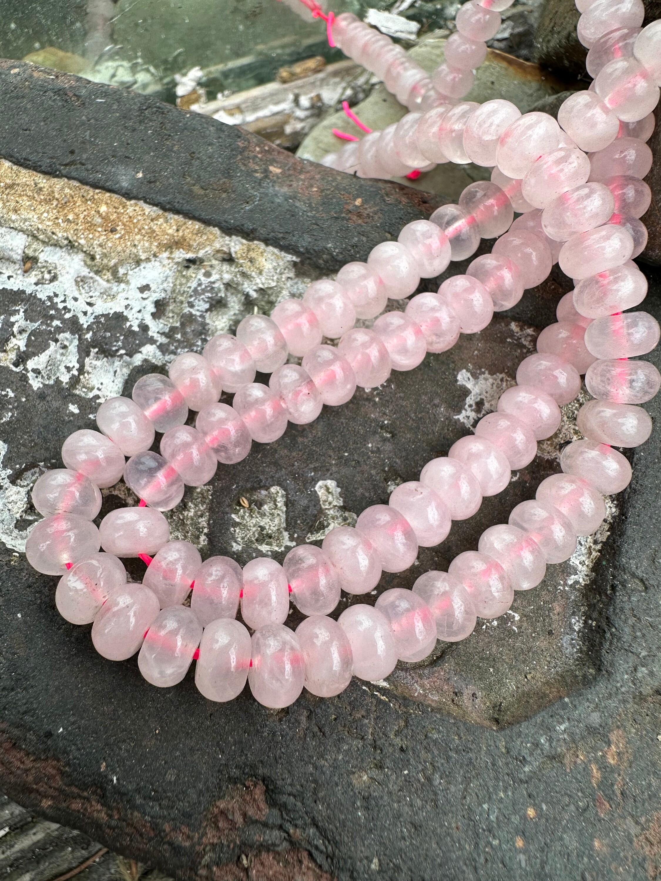 Natural Rose Quartz Pale Pink 8mm Rondelle Spacer Beads / Natural Gemstone Beads/ 8mm Natural Rose Quartz Pale Pink 8mm Rondelle Spacer Beads / Natural Gemstone Beads/ 8mm
