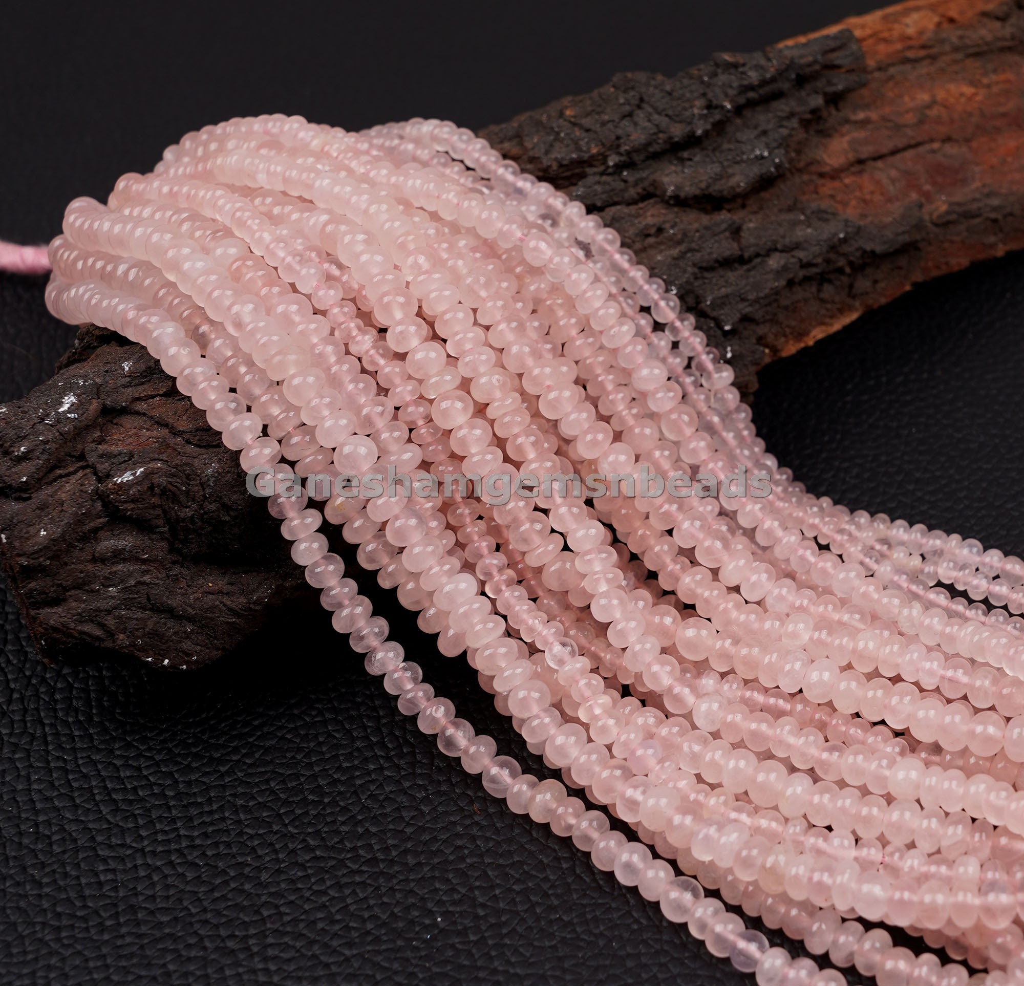 Natural Rose Quartz Smooth Rondelle Beads, 4-5mm Plain Rondelle Gemstone Beads 15" Strand Aaa Handmade Beads For Making Jewelry Craft