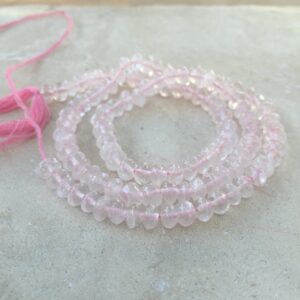 Rose Quartz Rondelles, 13 Inch Strand, 4.5 Mm Rose Quartz Rondelles, 13 Inch Strand, 4.5 Mm