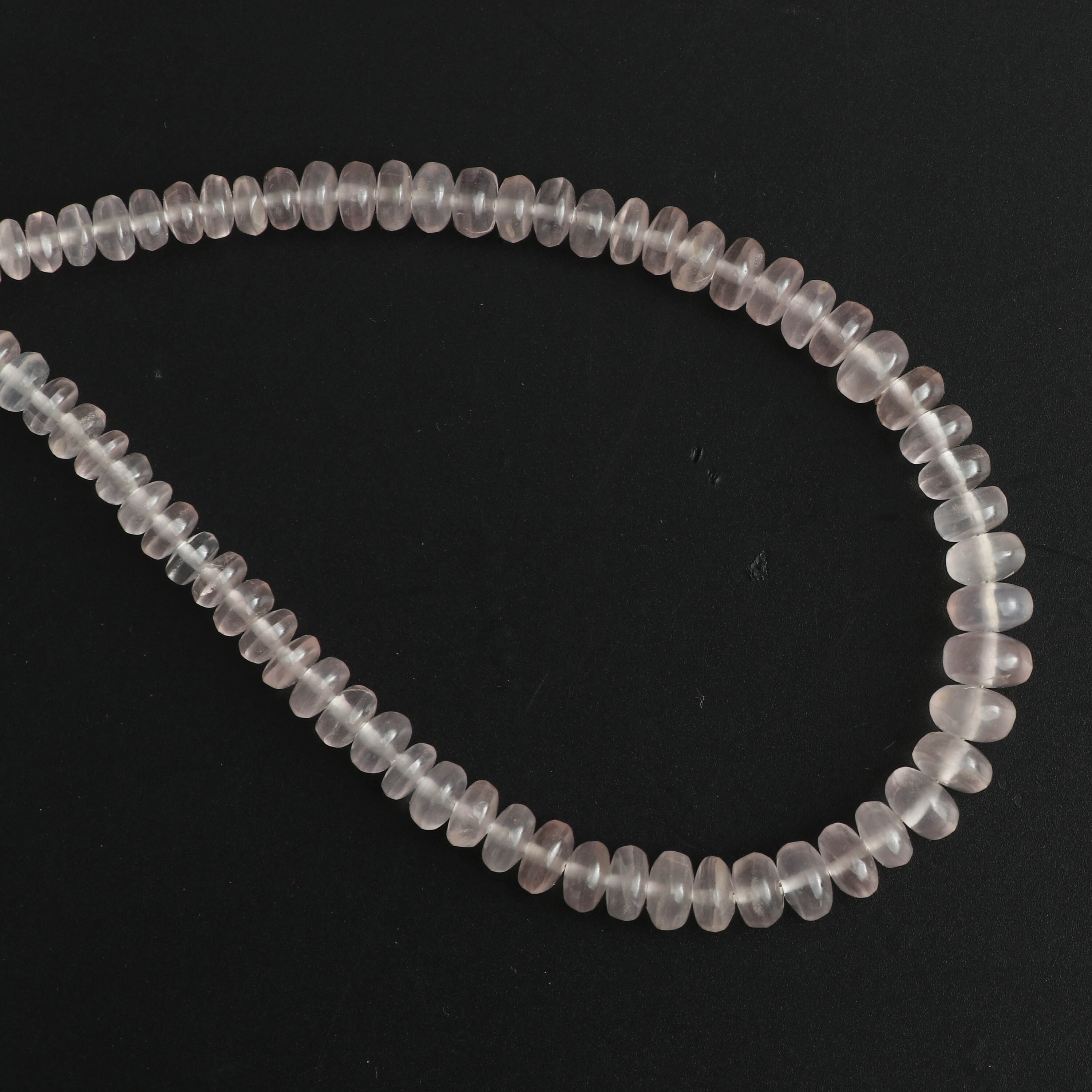 Rose Quartz Smooth Rondelle Beads - 4 Mm To 6 Mm - Rose Quartz - Gem Quality , 8 Inch/ 20 Cm Full Strand, Price Per Strand