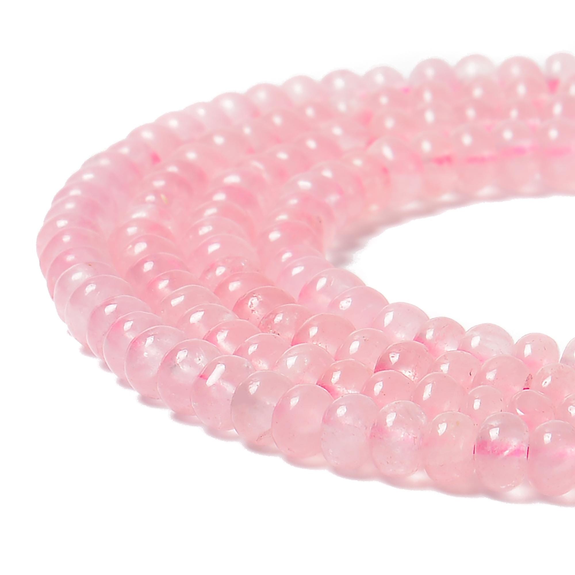 Rose Quartz Smooth Rondelle Beads 4x6mm 15.5" Strand Rose Quartz Smooth Rondelle Beads 4x6mm 15.5" Strand
