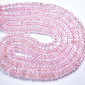 Superb Rose Quartz Rondelle Beads - 9 inches - Natural Beautiful Smooth Rose Quartz Rondelles Strand - Size is 6 -8 mm #1722 Superb Rose Quartz Rondelle Beads - 9 inches - Natural Beautiful Smooth Rose Quartz Rondelles Strand - Size is 6 -8 mm #1722