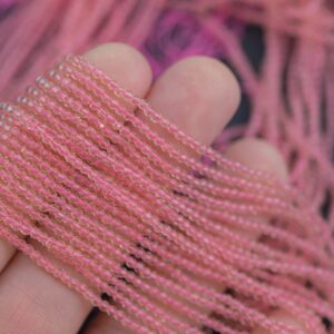 2mm Crystal Round 1 or 2 or 5 or 10 STRANDS- 14.5 inch strand- Rose quartz pink