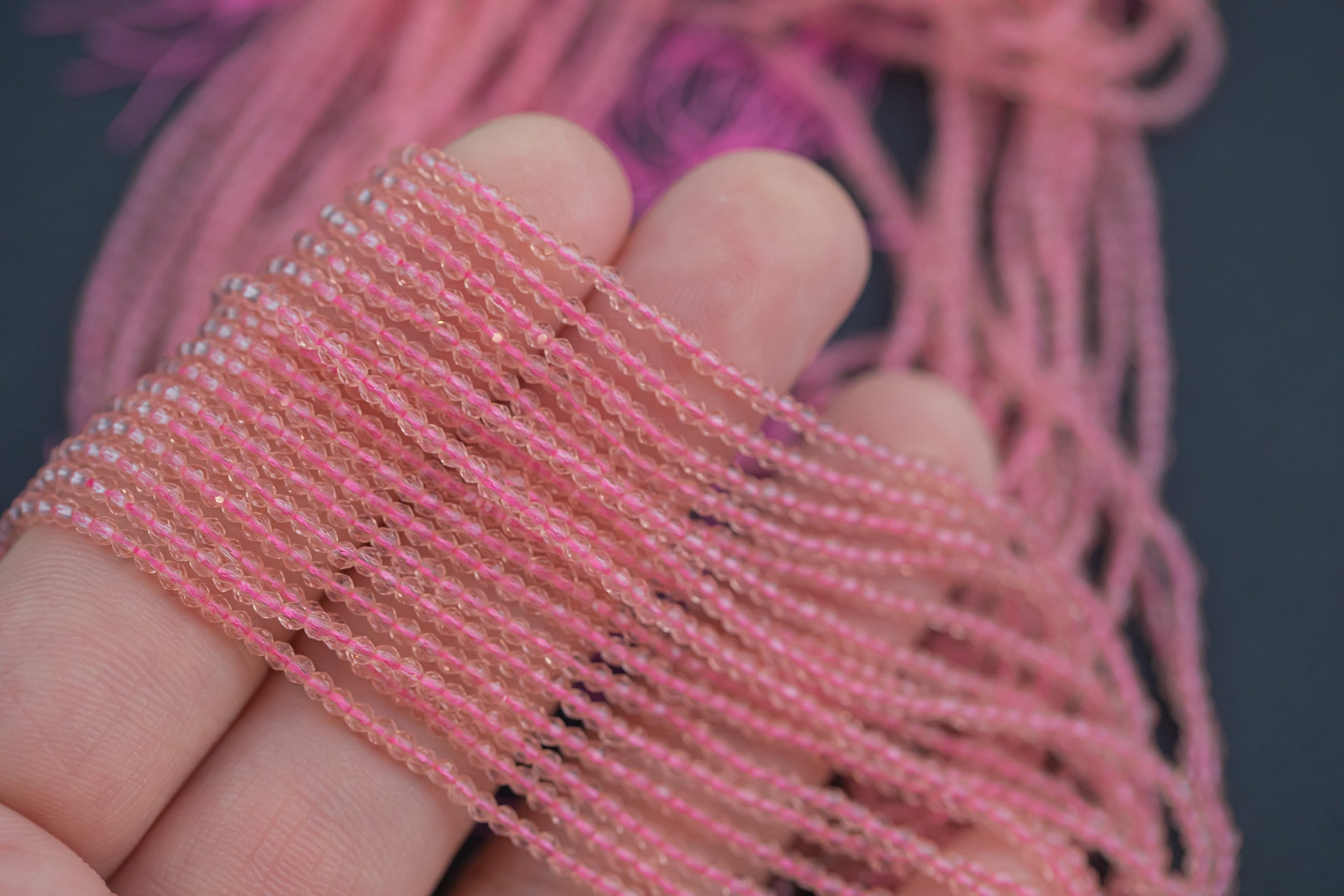 2mm Crystal Round 1 Or 2 Or 5 Or 10 Strands- 14.5 Inch Strand- Rose Quartz Pink