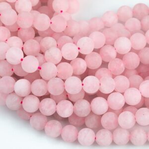 Rose Quartz Beads Matte Natural , High Quality in Round- 4mm, 6mm, 8mm, 10mm, 12mm-  15.5 Inch Strand Gemstone Beads