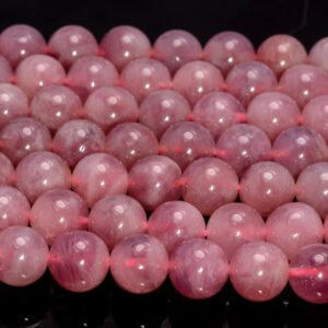 Genuine Natural Madagascar Rose Quartz Gemstone Grd Aaa Purple Pink 5mm 6mm 7mm 8mm 9mm 10mm 11mm 12mm Round Beads 7.5inch Half Strand(a214)