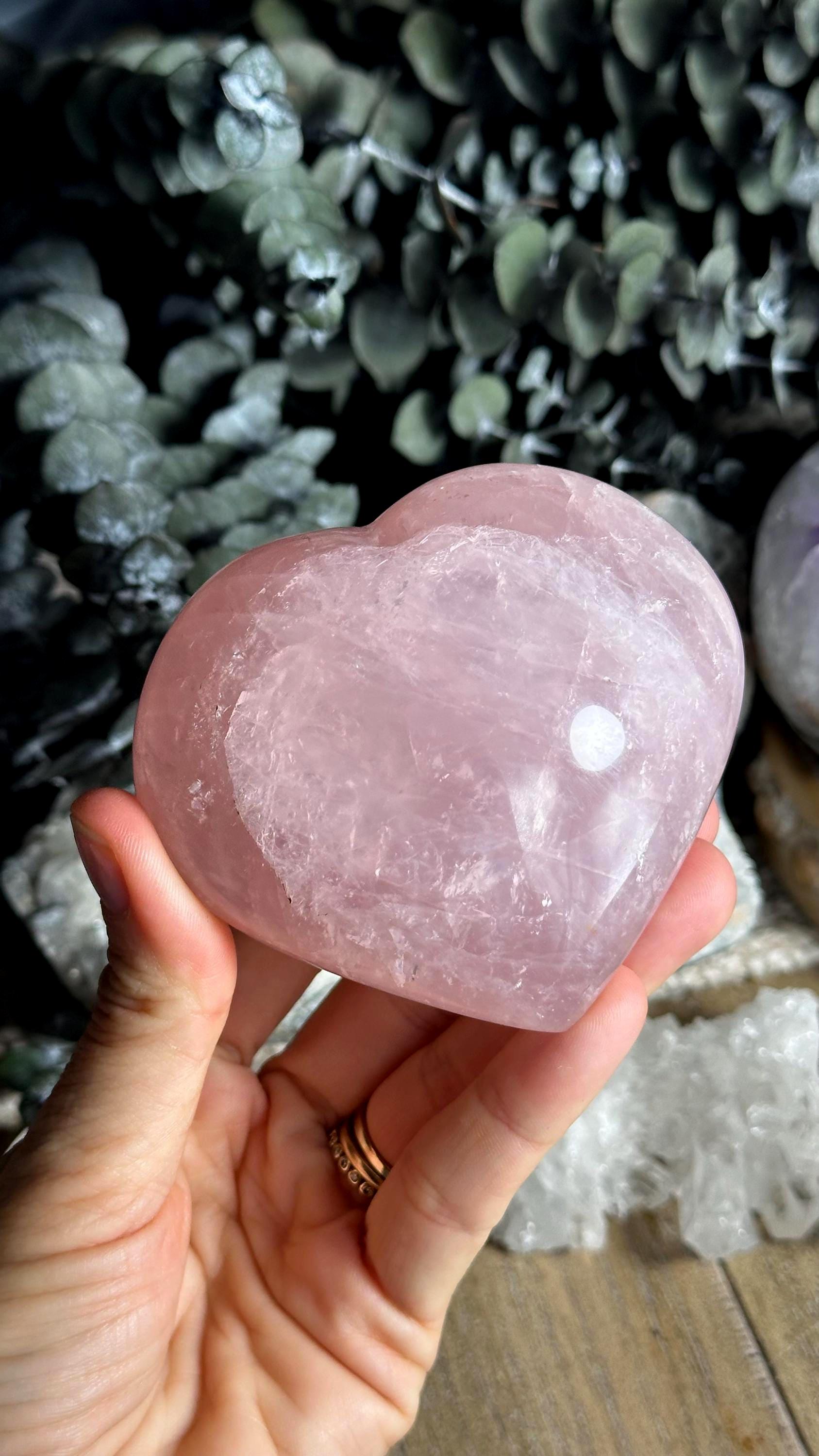 3 1/2" Large Rose Quartz Heart Crystal – Natural Pink Gemstone For Love & Healing