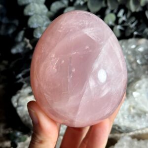 3 1/2” Rose Quartz Egg, Large Egg Carving
