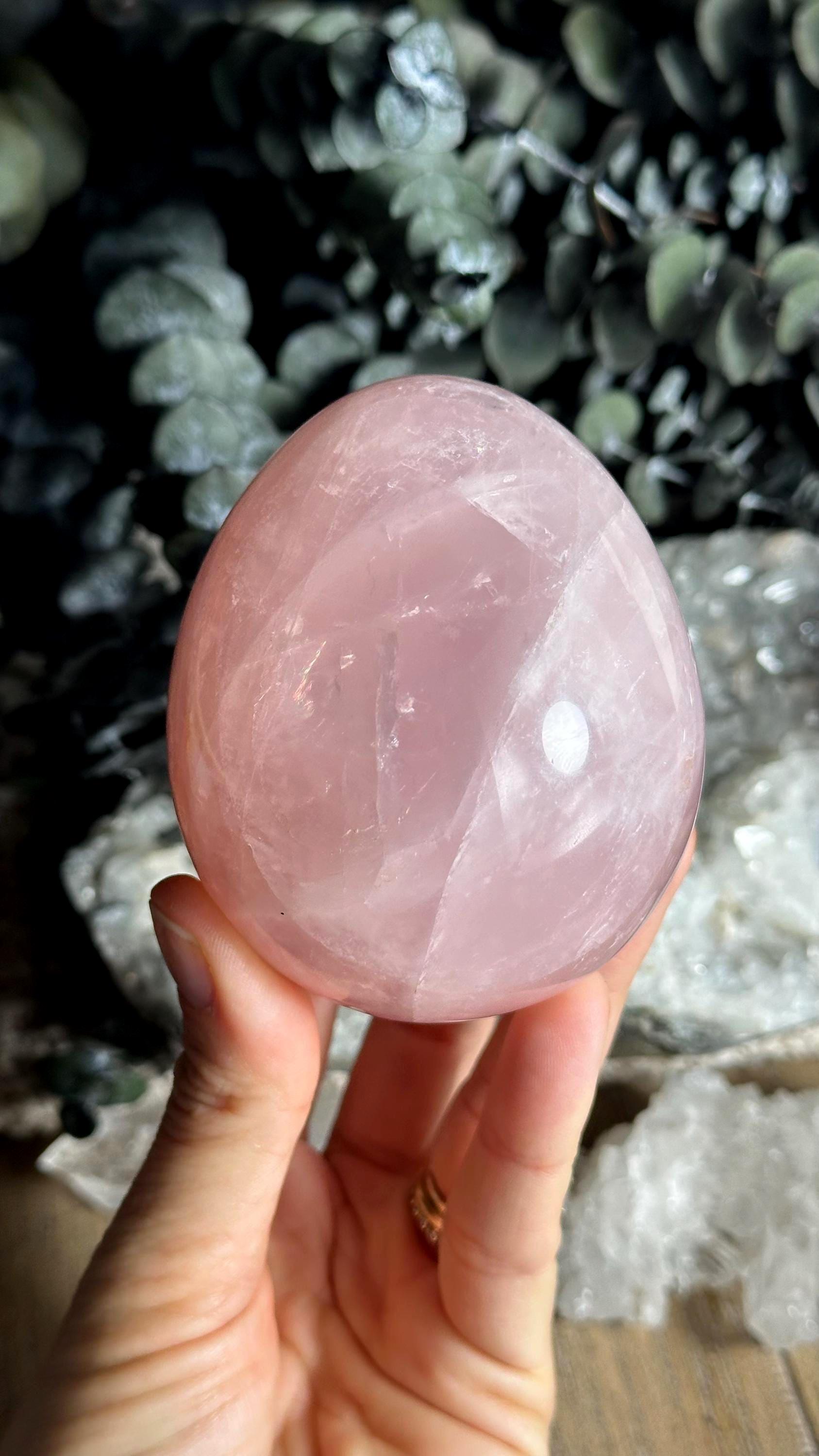 3 1/2” Rose Quartz Egg, Large Egg Carving