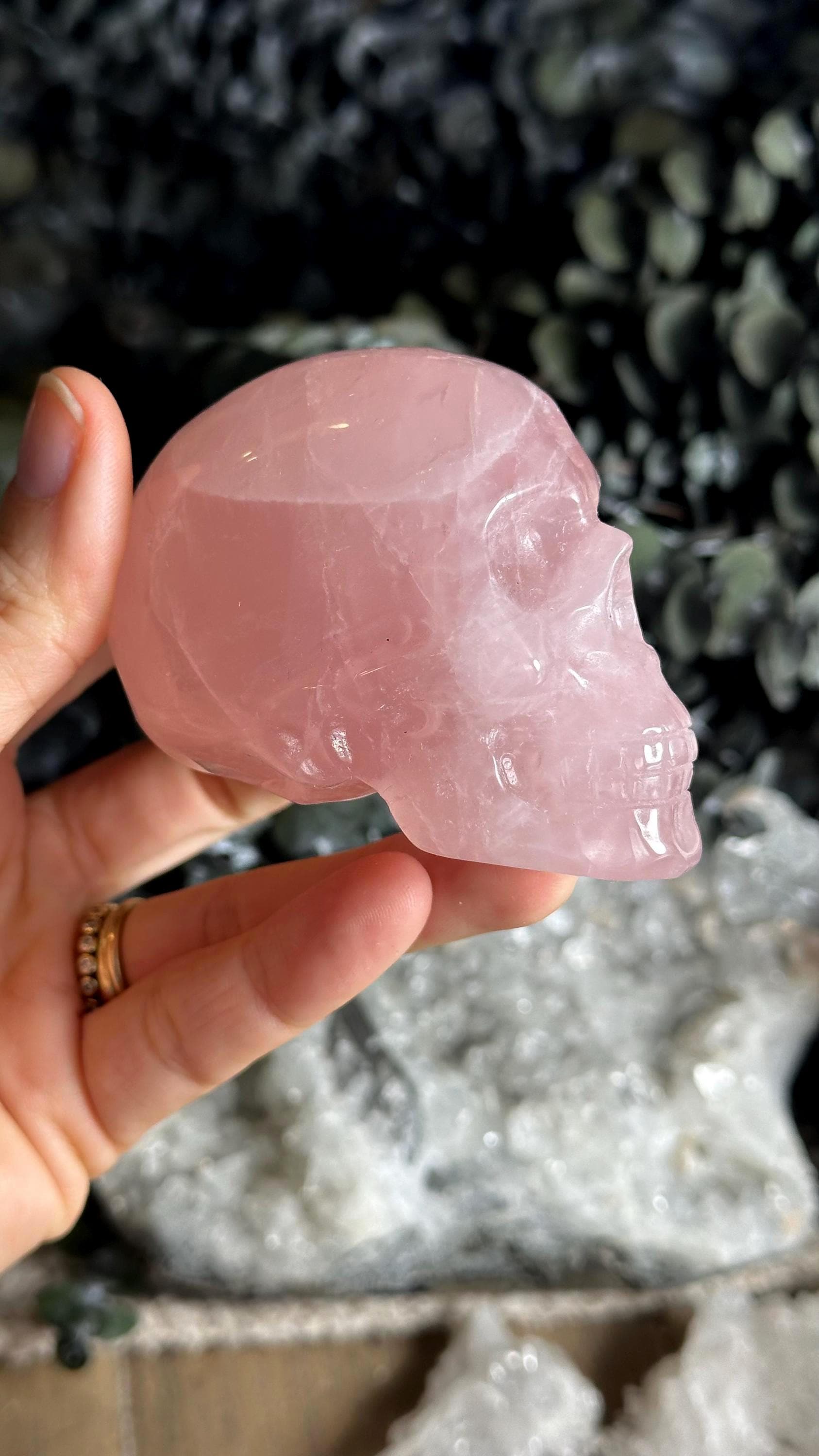 3” Rose Quartz Crystal Skull Carving