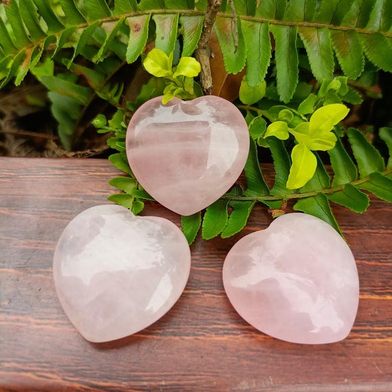 3 Pcs Set Rose Quartz Heart 1" (25mm)