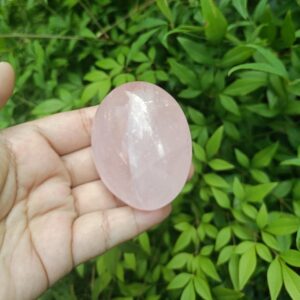 AAA Rose Quartz Palm Stone: Polished Love Stone, Heart Chakra